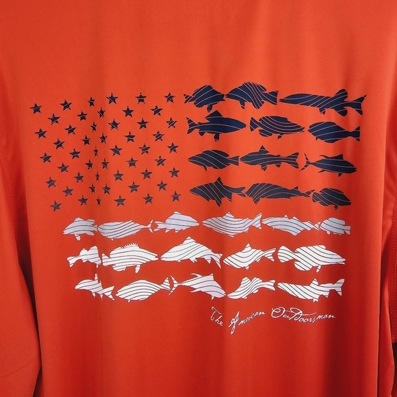 The American Outdoorsman Orange Long Sleeve Fishing Shirt UPF 50 Protection NWT - Picture 9 of 11